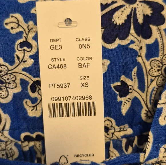 J. Crew Tiered Tie Front Beach Dress Cobalt Blue Floral Cotton Vneck Mini Sz XS - Picture 16 of 16